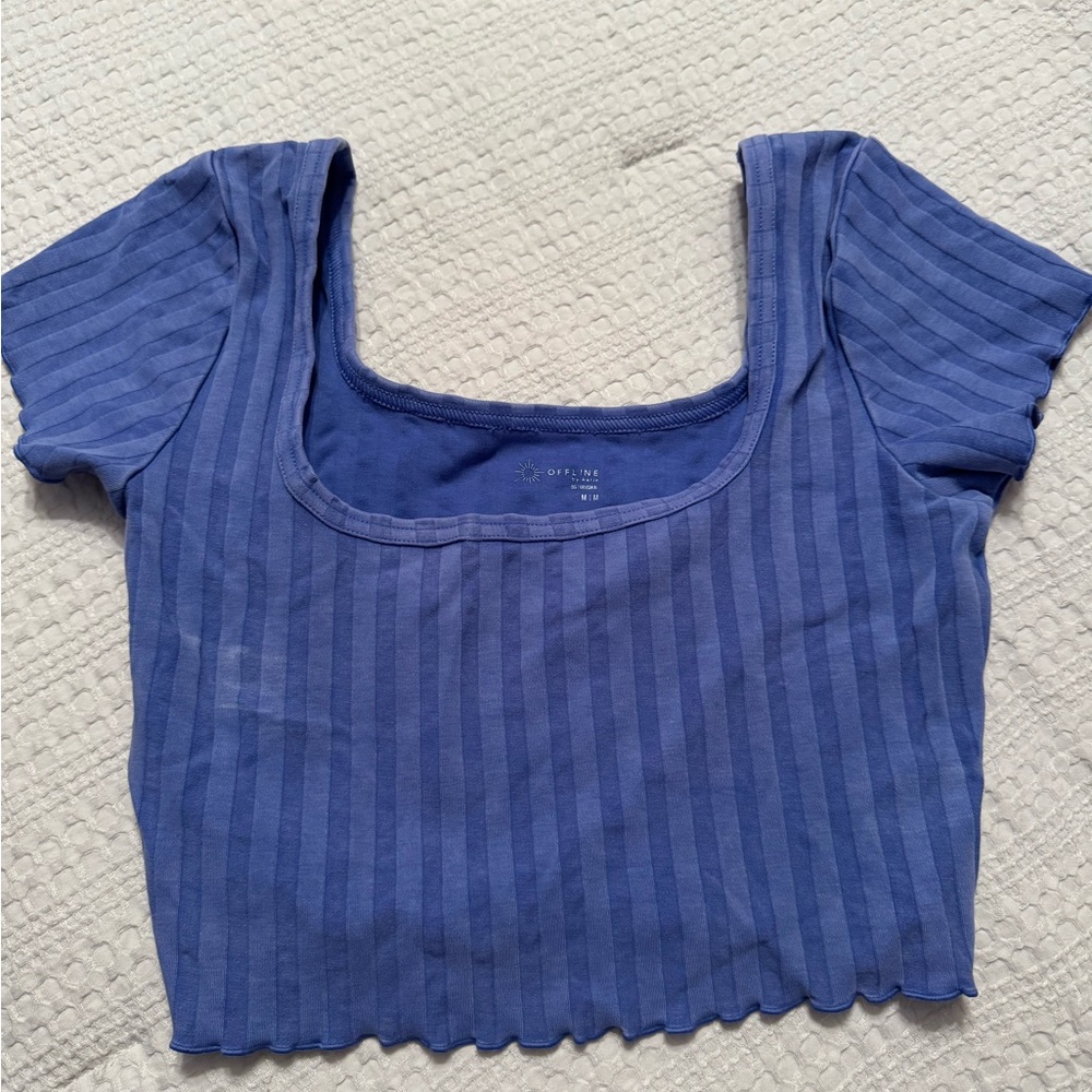 Aerie Blue Ribbed Crop Top